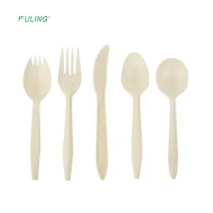 Faixa de talheres de plástico descartável, conjunto de talheres aéreos personalizados, utensílio de combinação, biodegradável e compostável