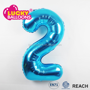 Alta calidad EN71 aprobado fuente del partido al por mayor de helio globos metalizados número gigante personalizado 34 ''azul - Product Image 3