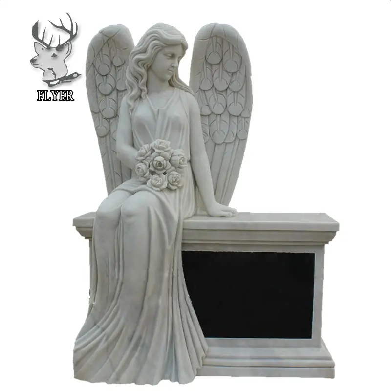Белый мрамор в западном стиле, скульптура ангела, памятник и надгробие