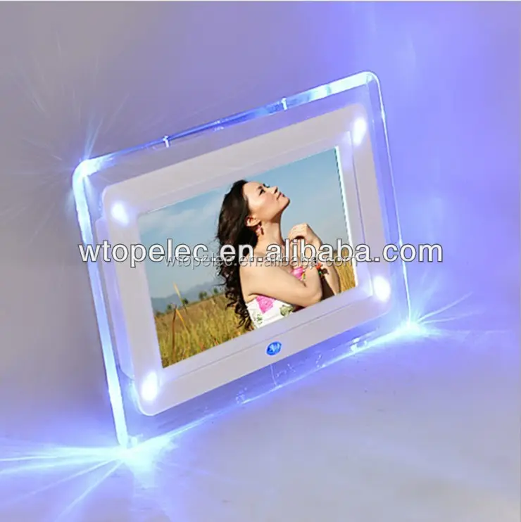 7" inch LCD màn hình khung ảnh kỹ thuật số với đồng hồ báo thức w/ánh sáng + từ xa