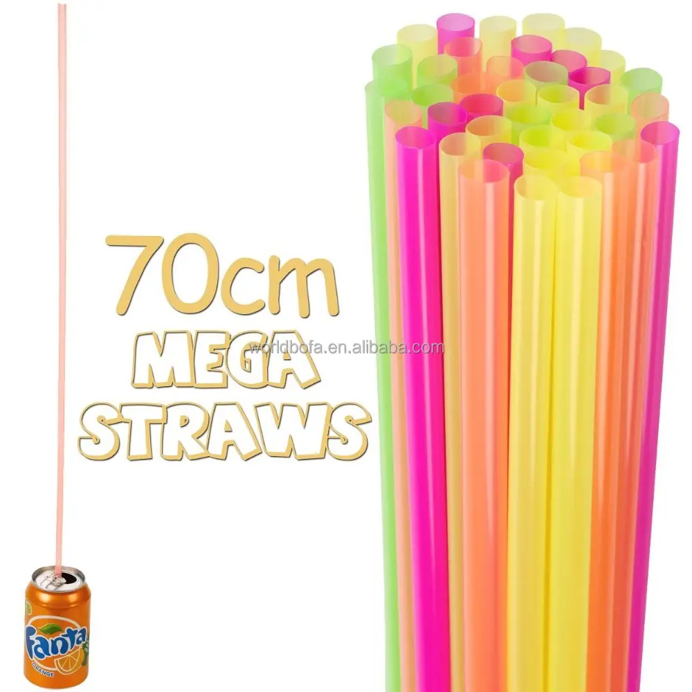 Paille de fête en plastique multicolore extra longue Jumbo Mega