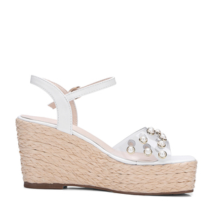 WETKISS precio bajo al por mayor <span class=keywords><strong>transparente</strong></span> blanco zapatos de boda zapatos de novia zapatos de verano alpargatas Sandalias con tacón de cuña - Product Image 3