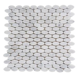 Mosaïque de galets de rivière en marbre de Carrare blanc italien, finition patinée - Product Image 5