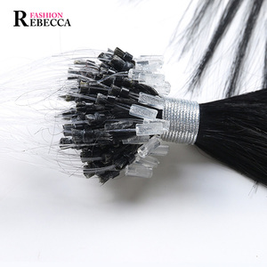 <span class=keywords><strong>Rebecca</strong></span> Gros 100% Remy Vierge Micro Boucle Anneau Extension De Cheveux Humains Fournisseur - Product Image 5