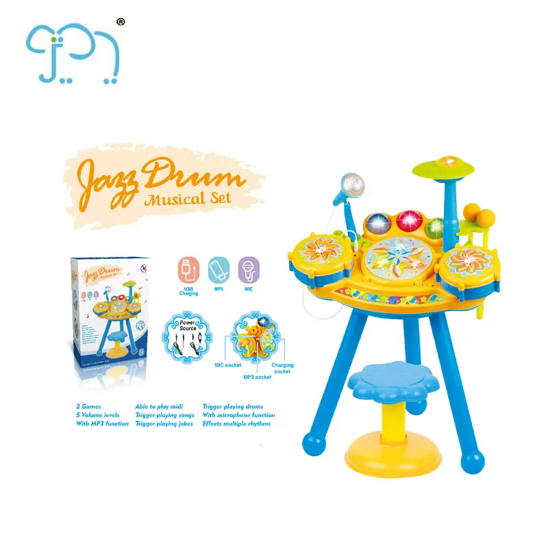 2024 Multi-function Electric Musical Instrument Kids Jazz Drum Set Toy