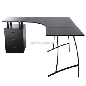 Black Corner Computer Desk Home Office PC Table with 3 Drawers L-Shaped - Product Image 1