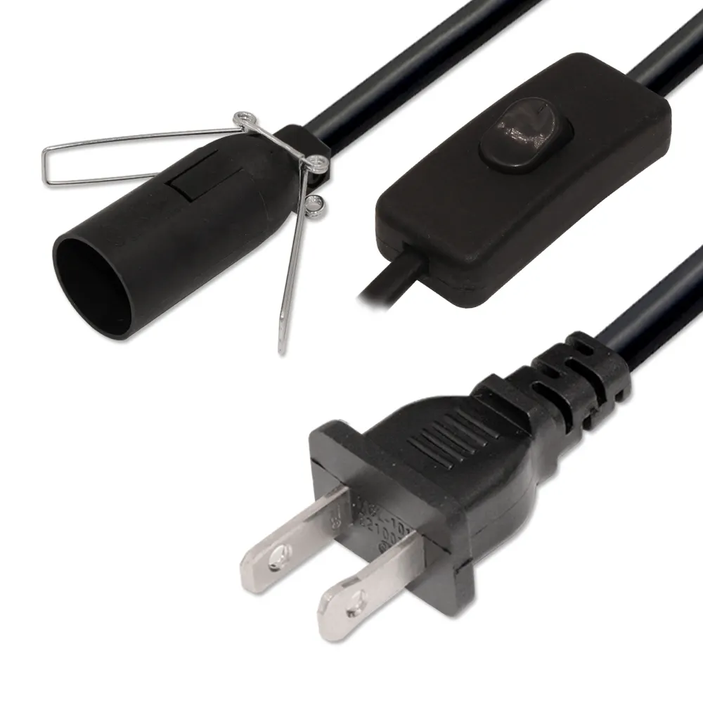 Электрический кабель питания переменного тока с вилкой Стандарта США, шнур для солевой лампы E14, патрон для лампы E27 с проводом, переключатель вкл./выкл.