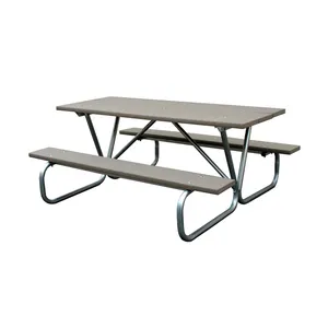 Recycled plastic picnic table wooden outdoor table with two benches