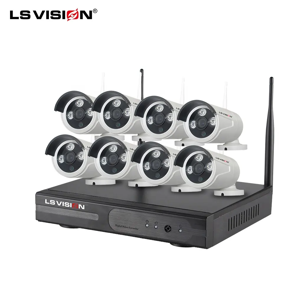 LS VISION 플러그 앤 플레이 Cctv 무선 원격 1080P Wifi 보안 IP 카메라 리눅스 야외 H.265 8 CH Wifi Nvr 키트