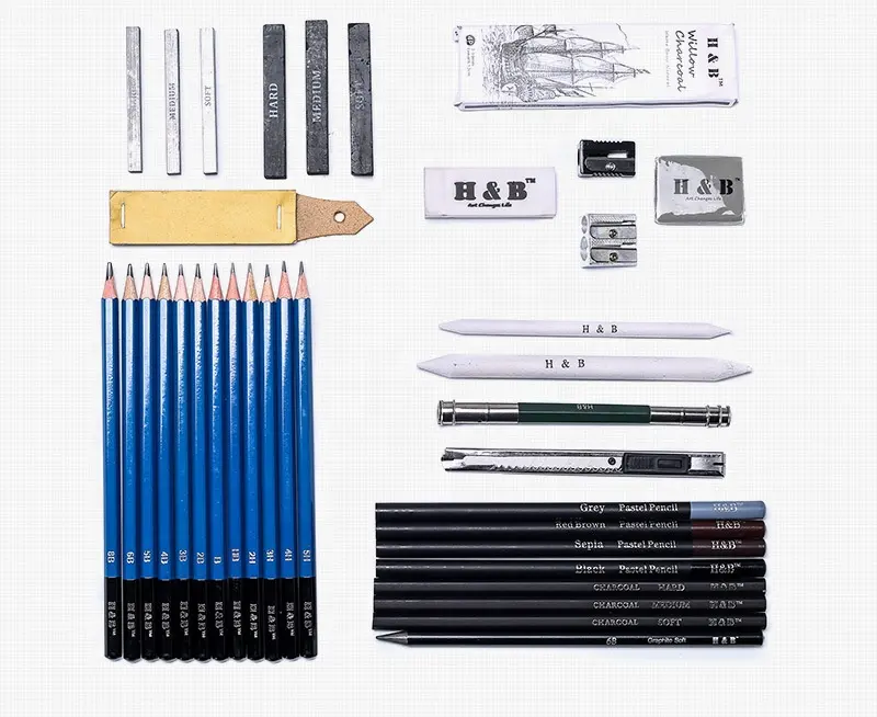 40 Pieces Drawing and Sketching Pencil Art Set-Professional Sketch gloves In Nylon Carry Bag, Deluxe Kit Deluxe Kit for Beginner