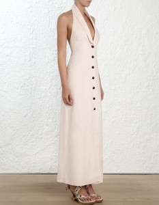 Maxi Lungo Con Scollo A V Ufficio Vestiti Delle Signore Senza Maniche Backless di Lino <span class=keywords><strong>Su</strong></span> <span class=keywords><strong>Misura</strong></span> Delle Donne Halter Dress - Product Image 3