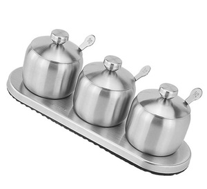 <span class=keywords><strong>Set</strong></span> di Rack per contenitori di stoccaggio per barattoli di spezie per condimenti in acciaio inossidabile da cucina - Product Image 1