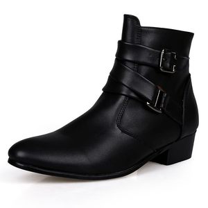 Stivali alti in pelle PU stile moda <span class=keywords><strong>con</strong></span> stivali da <span class=keywords><strong>uomo</strong></span> <span class=keywords><strong>con</strong></span> cinturino e <span class=keywords><strong>cerniera</strong></span> - Product Image 2