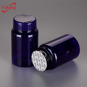 Bouteille ronde en plastique PET de 4 oz avec couvercle à rabat brun, bouteille ronde en plastique PET ambrée pour médicaments - Product Image 1