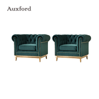 Conjunto de sofás modernos de diseño americano, muebles antiguos seccionales de tela de terciopelo verde, conjuntos de sofás para sala de estar de lujo dorado a la venta