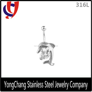 Más barato de venta 14 G del delfín de plata con gran gem ombligo piercing diseños - Product Image 4