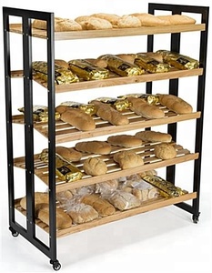 Estante de <span class=keywords><strong>Madera</strong></span> <span class=keywords><strong>y</strong></span> Vidrio para Pan de Supermercado - Product Image 1