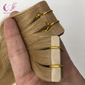 Venta al por mayor de extensiones de cabello de doble cara de Rusia Remy Virgen cutícula alineados de pelo de alta calidad de cinta en el cabello humano - Product Image 4