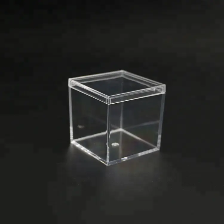 Storage Cube Small Candy Favor Clear Acrylic Box Transparent Plastic Box Wholesale Square Acrylic Food Pmma Silk Screen Accept