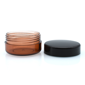 Vente en gros 10g 10ml 15ml 15g 20ml 20g 20g Crème pour le visage vide Lotion en plastique ambré Récipients de crème cosmétique Pot en plastique avec bouchon noir - Product Image 4
