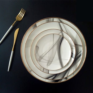 Assiette en porcelaine fine à motif <span class=keywords><strong>de</strong></span> peinture à l'encre pour la vente en gros, idéale pour les mariages et la <span class=keywords><strong>location</strong></span> <span class=keywords><strong>de</strong></span> restaurants - Product Image 2
