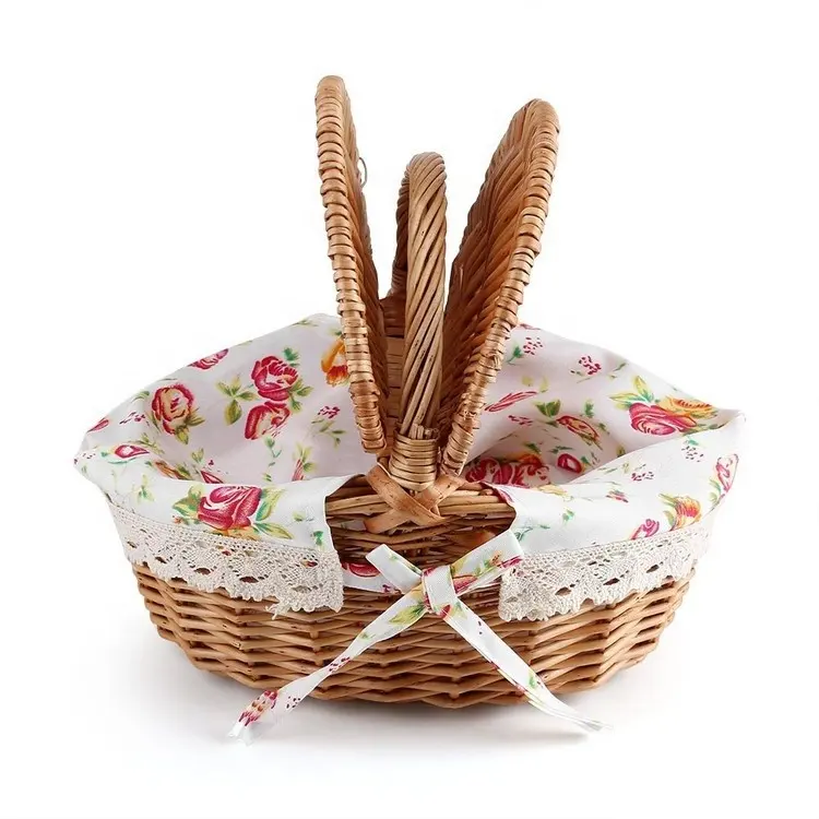 2019 New Handmade Natural Wicker Woven Bread Proofing Large Rattan Plant Picnic Hamper Basket with Lid Handle