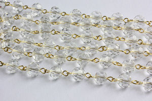 Lustre de vidro transparente, pés, contas, 10mm, de cristal, peça de lâmpada, para casamento, corrente de latão - Product Image 3