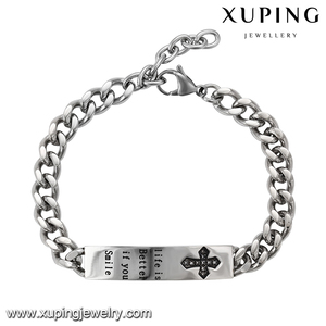 74767 Xuping en acier inoxydable bracelet de luxe avec l' écrit Life is better if you smile pour femme - Product Image 1