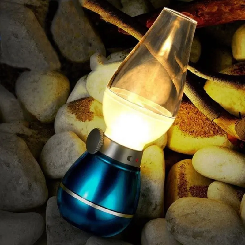 Produk Baru Yang Inovatif Meniru Vintage Lampu Minyak Tanah Bertiup LED Malam Lampu Lampu