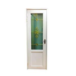 Дешевая дверь для ванной комнаты из НПВХ материала, стеклянная дверь для туалета