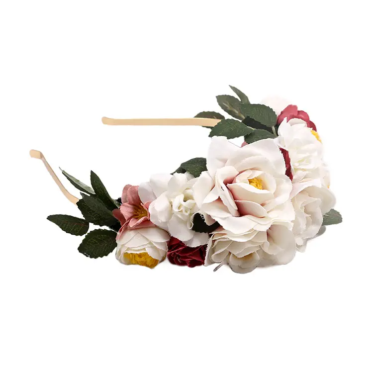 Fleurs artificielles pour mariage, 1 pièce, fausses fleurs, diadème, fleur blanche élégante, fait à la main, bandeau de cheveux, vente en gros