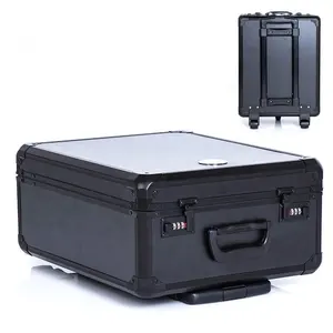 Customizable shockproof lockable metal aluminum beauty trolley pilot flight case with handle and wheels