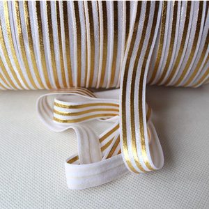 15mm 5/8 "altın çizgili baskılı kafa bandı için elastik şerit FOE üzerinde kat - Product Image 2