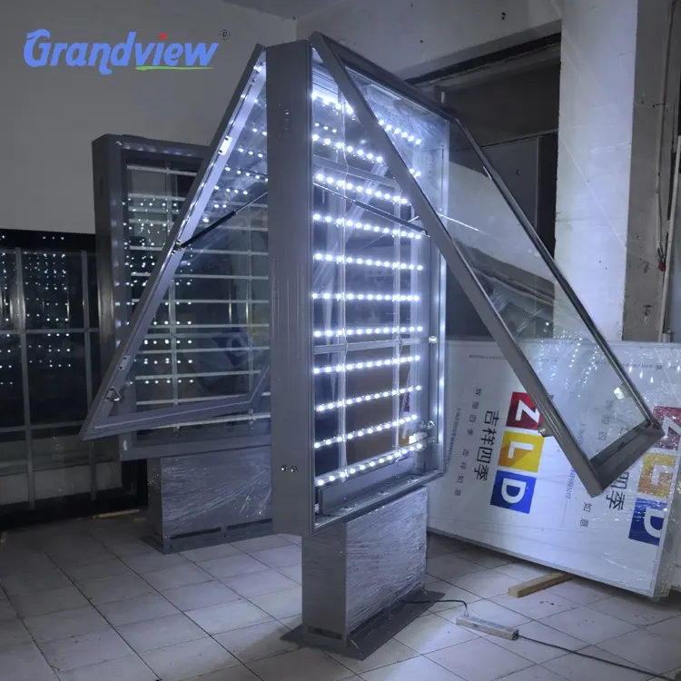 אלומיניום פרופיל חיצוני מסגרת מזג זכוכית פנל גלילה stand תיבת אור