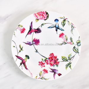 Assiettes florales en <span class=keywords><strong>porcelaine</strong></span> d'hôtel assiettes élégantes à fleurs de 8 pouces pour mariage - Product Image 1