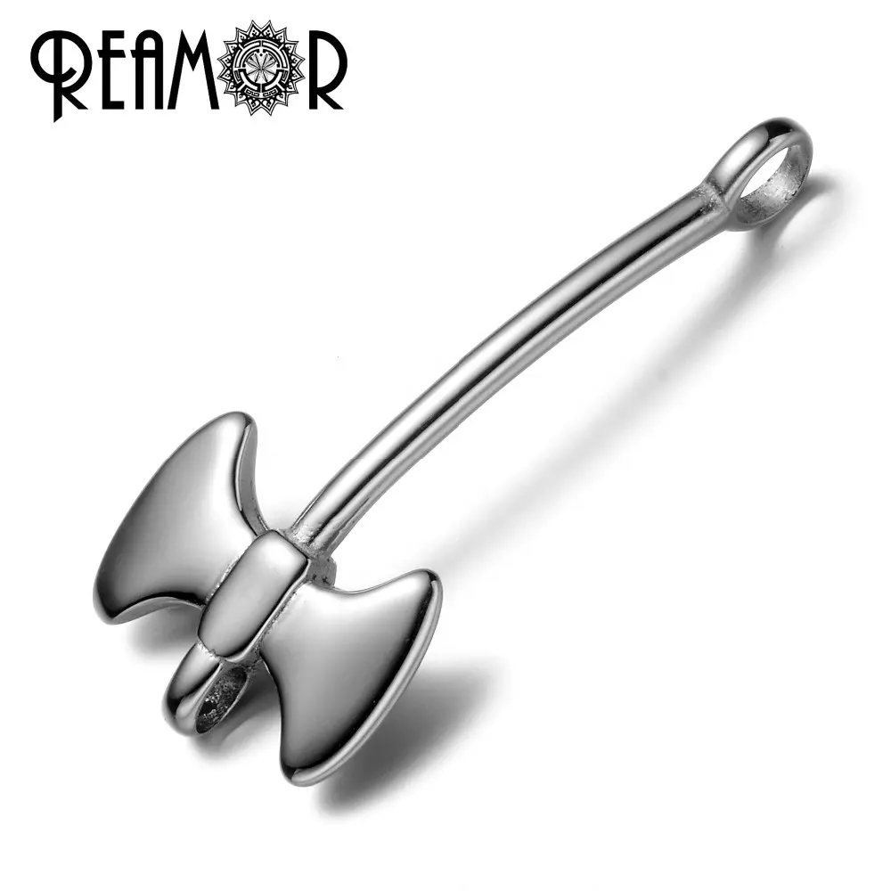 REAMOR 316L Stainless steel Double head Axe Connectors Charms Double Holes Beads Fit Necklace Pendant for Jewelry Making