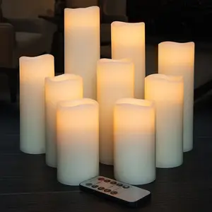 Bougies LED sans flamme à piles, 4, 5, 6, 7, 8, 9 pouces, vraie cire, avec télécommande à 10 clés et contrôle de l'heure, diy, bricolage