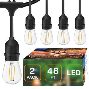 Luz colgante para el hogar y el jardín conectable de grado comercial, bombillas Edison inastillables S14 de 48 pies, luces de cadena para exteriores resistentes a la intemperie - Product Image 5