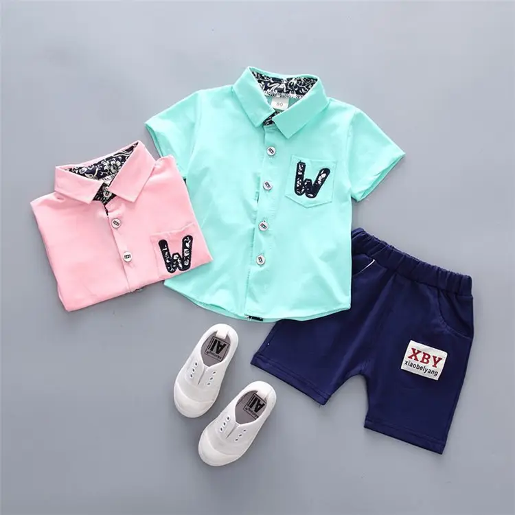 男の子の服セット夏の綿のTシャツとショーツレター印刷子供服セット幼児の男の子の服セット