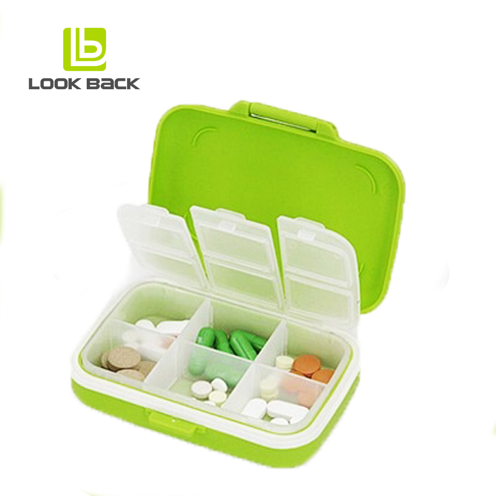 Portable Vitamin Medicine Case 6 Compartment Pill Box