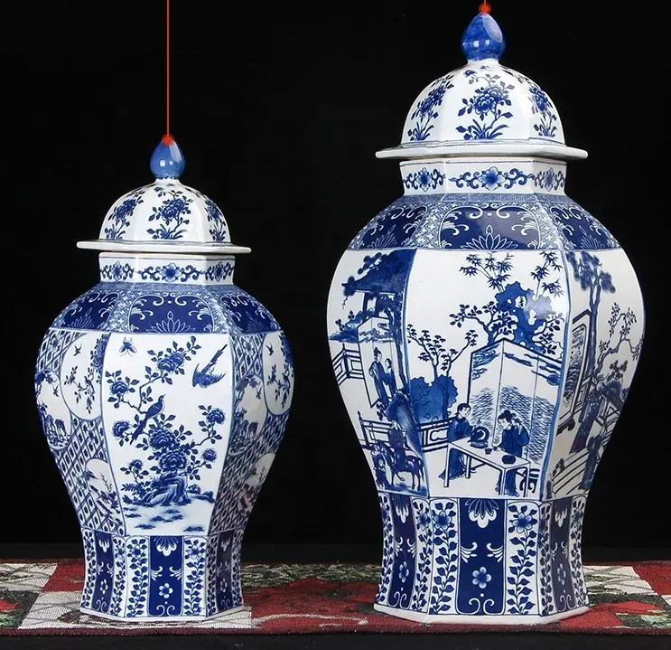 Neues Design blau und weiß chinesische dekorative Keramik Ingwer Glas