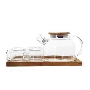 wholesale glass set 1.6L glass water jug with 6 glass cups set for water juice