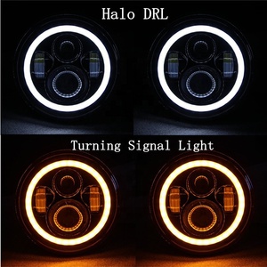 Phare rond Led de 7 pouces avec DRL <span class=keywords><strong>Angel</strong></span> <span class=keywords><strong>Eye</strong></span> 60W lampe de travail led tout-terrain pour camion 4x4 et remorque