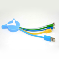 Kabel Micro-USB 3in1 Bentuk Kartun Kustom Gadget Baru Kabel USB 4in1 Berlapis PVC