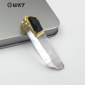 WT-P1447 <span class=keywords><strong>de</strong></span> cuarzo chapado en oro <span class=keywords><strong>de</strong></span> 18K con <span class=keywords><strong>turmalina</strong></span> negra, piedra Natural <span class=keywords><strong>de</strong></span> nuevo diseño, venta al por mayor - Product Image 4