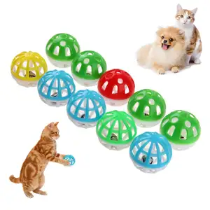 1pcs Plastic Small Cat Pet Sound Toy Cat Toys Hollow Out Round Pet Colorful Playing Ball Toys With Small Bell Cat Products