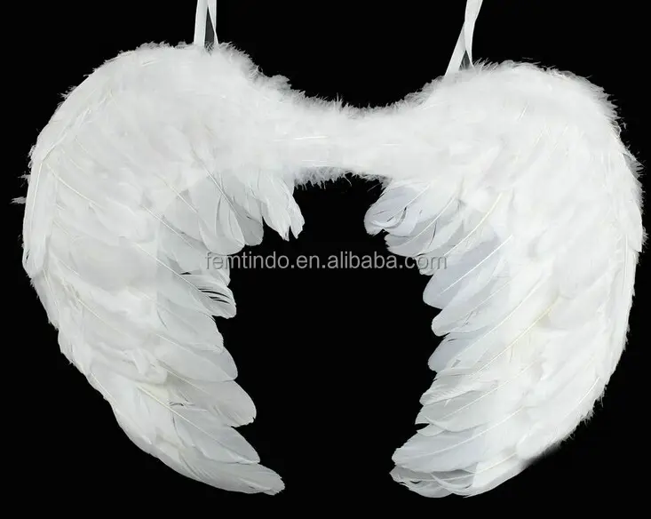 Grandes ailes d'ange en plumes de fée pour Cosplay, pour Halloween, accessoire de déguisement, disponible en rouge et en blanc, 45x35cm