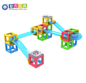 New magnetic rod educational 3D building blocks with marble race game - Product Image 1