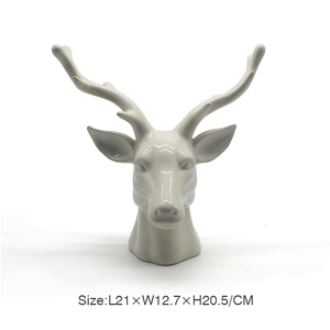 Estatua de animales de resina personalizada, estatua de cabeza de ciervo blanco para decoración de interiores, decoración de gabinete de estilo europeo, figuritas blancas