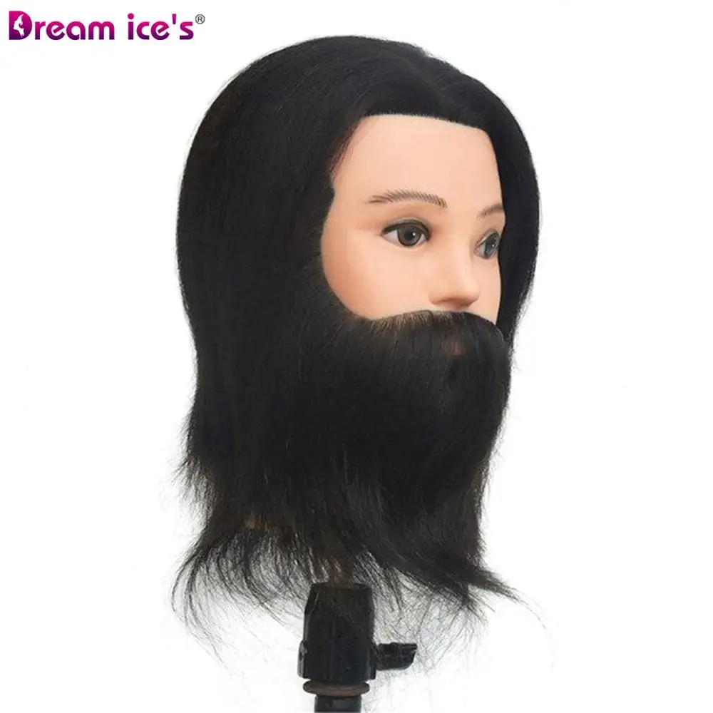 DREAM.ICE'S 100% rambut asli untuk pria, latihan memotong kepala Salon rambut manusia manekin Model kepala Wig